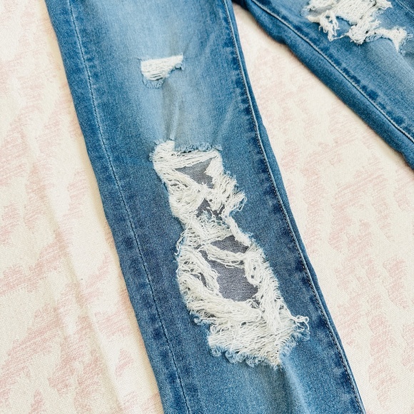 American Eagle Super Hi-Rise Jegging distressed sz 000 - Picture 2 of 10